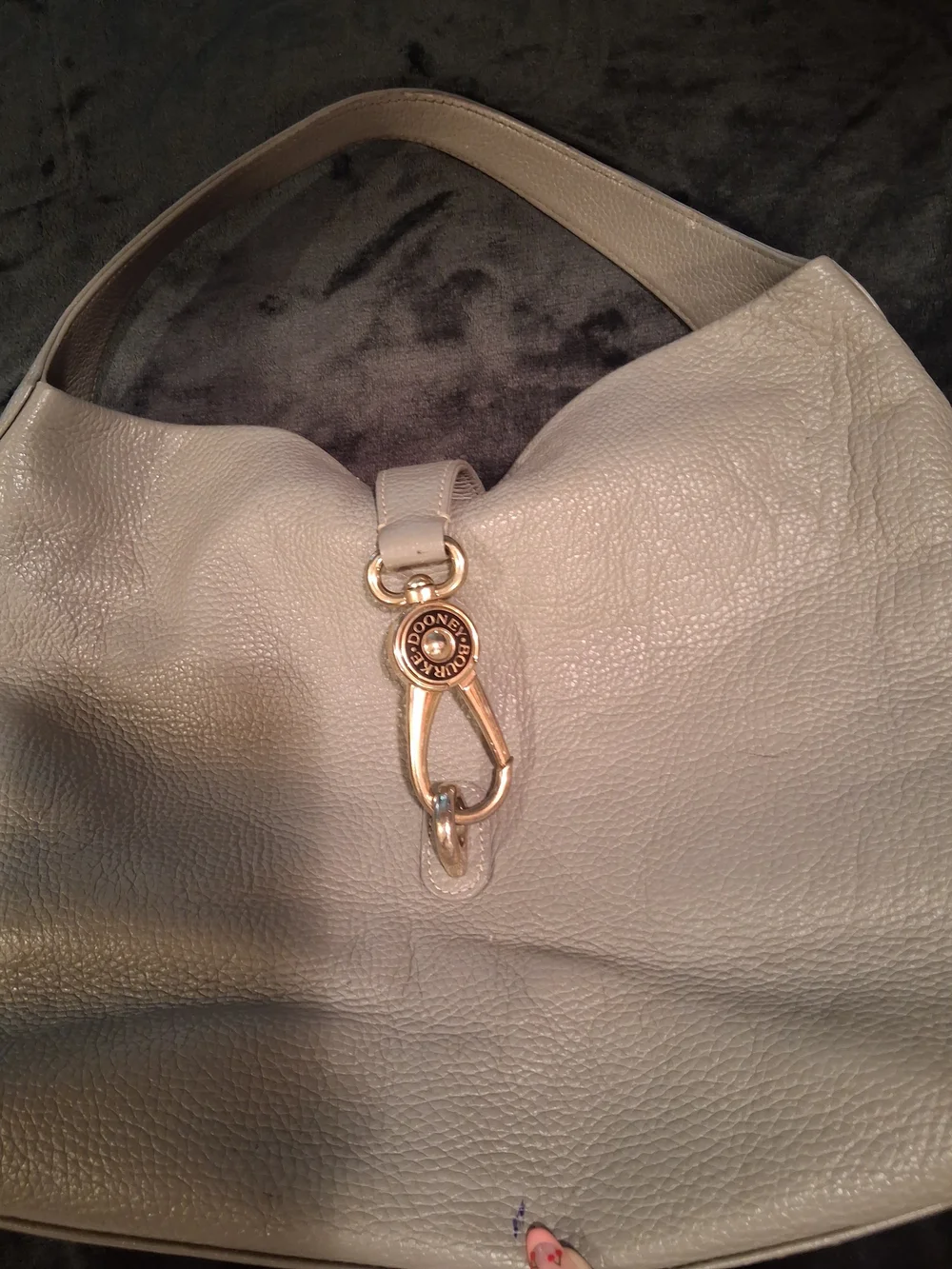 Dooney & Bourke Cream Pebbled Leather Hobo Bag